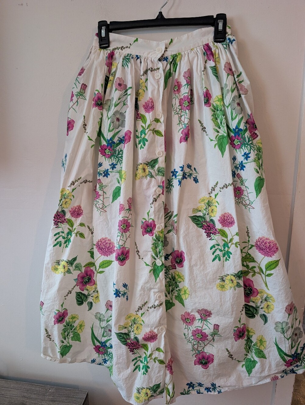 M.D.S Stripes White Floral Cotton Maxi Skirt Size 2